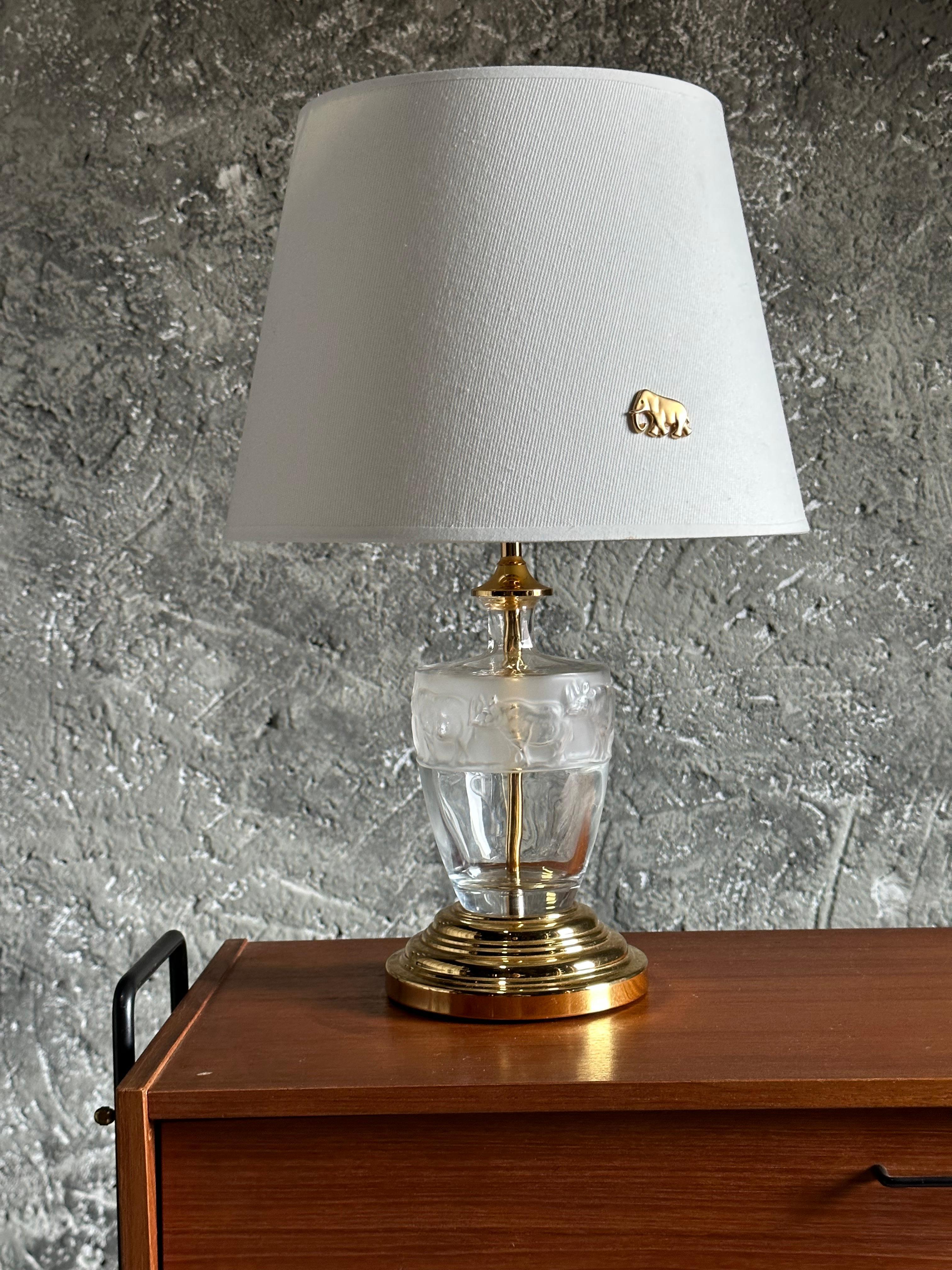 Murano Table Lamp, Africa Rhino Design, Brass and Glass. Italy 1960s 4
