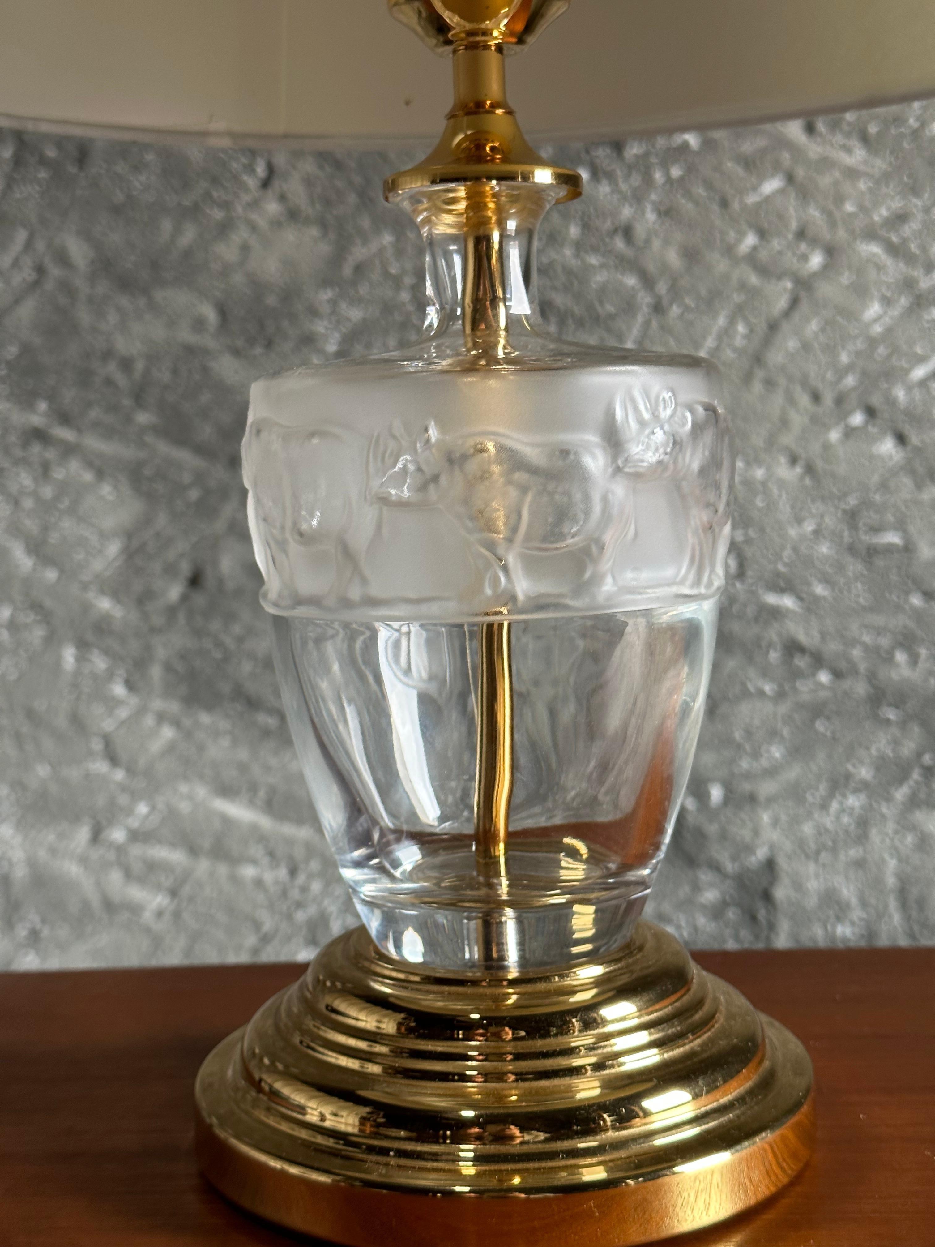 Murano Table Lamp, Africa Rhino Design, Brass and Glass. Italy 1960s 6