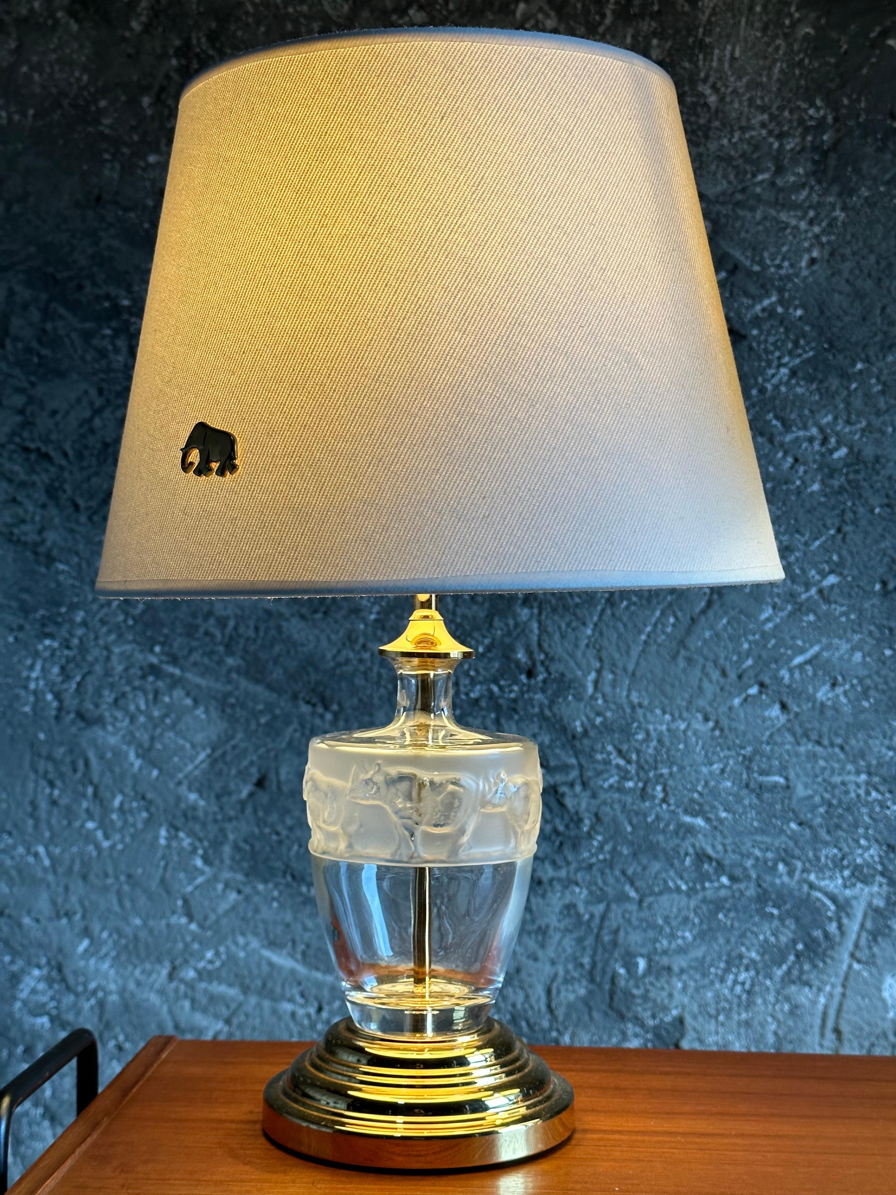 Hollywood Regency Murano Table Lamp, Africa Rhino Design, Brass and Glass. Italy 1960s For Sale