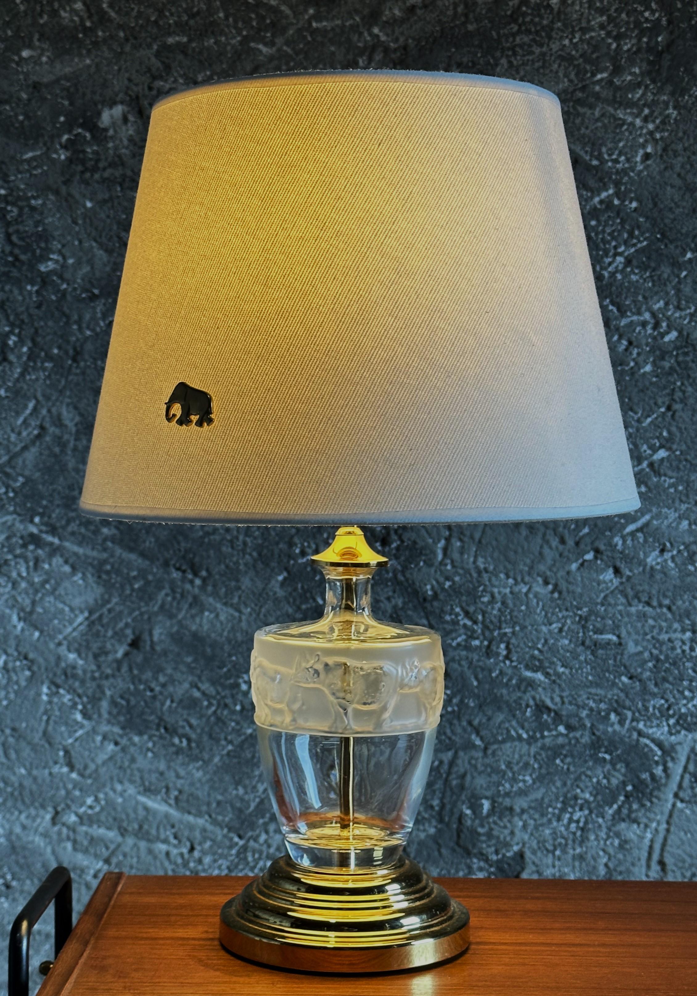 Italian Murano Table Lamp, Africa Rhino Design, Brass and Glass. Italy 1960s
