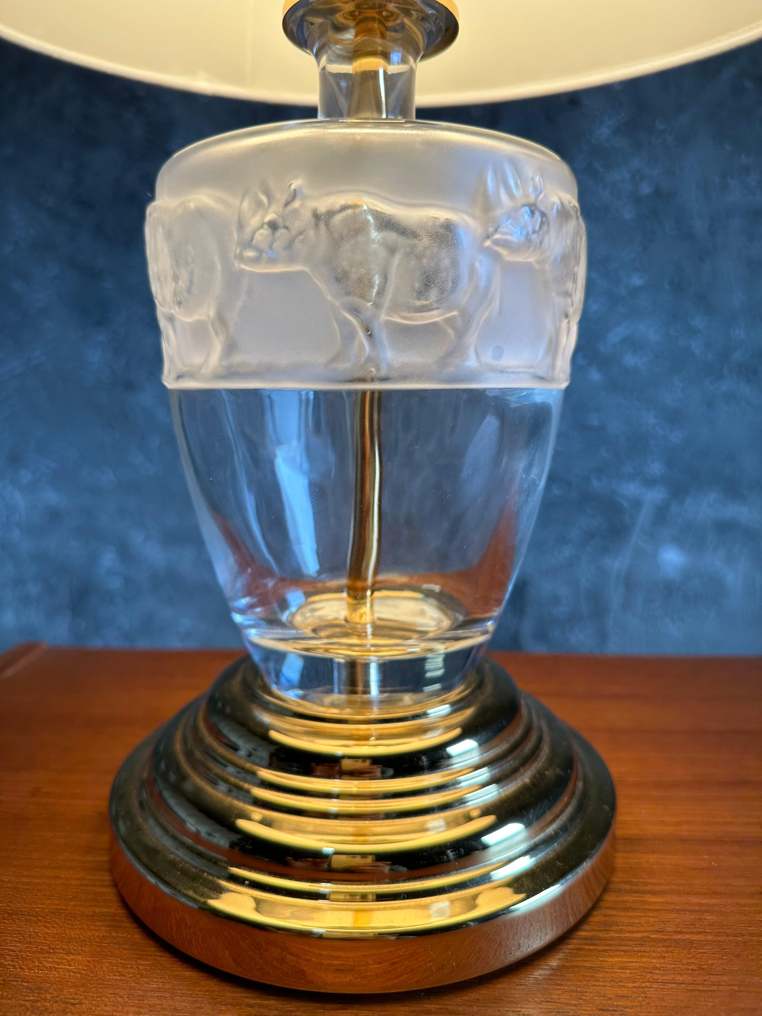 Murano Table Lamp, Africa Rhino Design, Brass and Glass. Italy 1960s 2