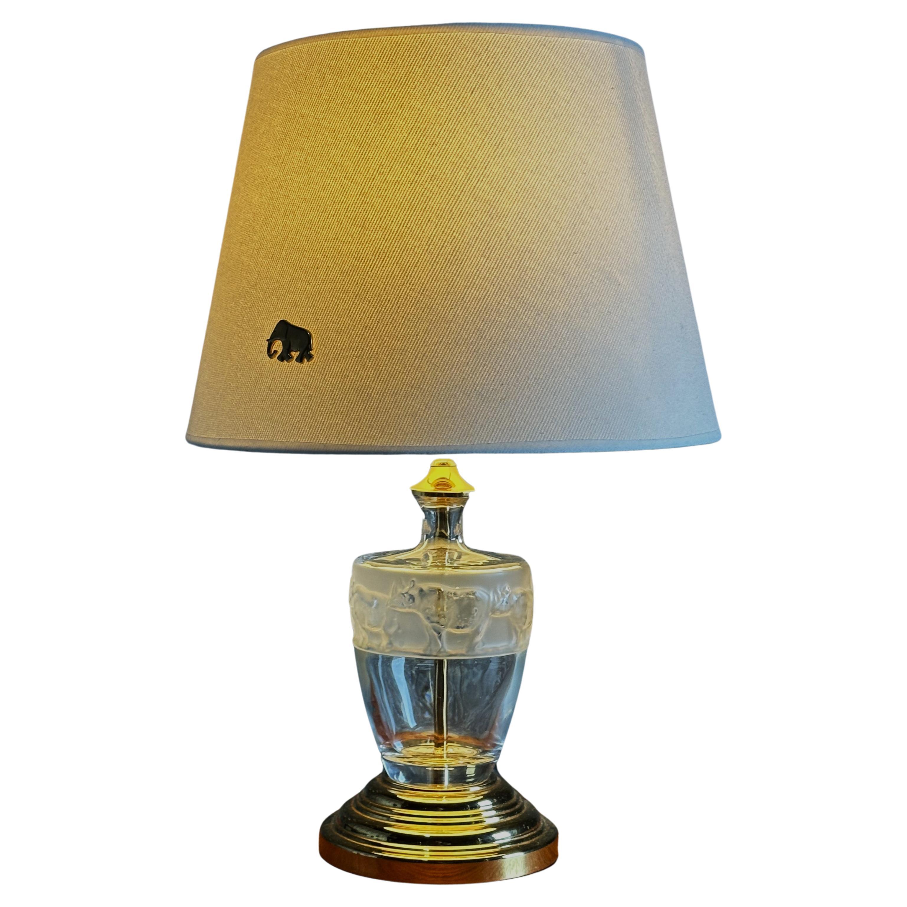 Murano Table Lamp, Africa Rhino Design, Brass and Glass. Italy 1960s