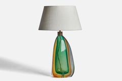 Murano, lampada da tavolo, vetro, ottone, Italia, anni '40
