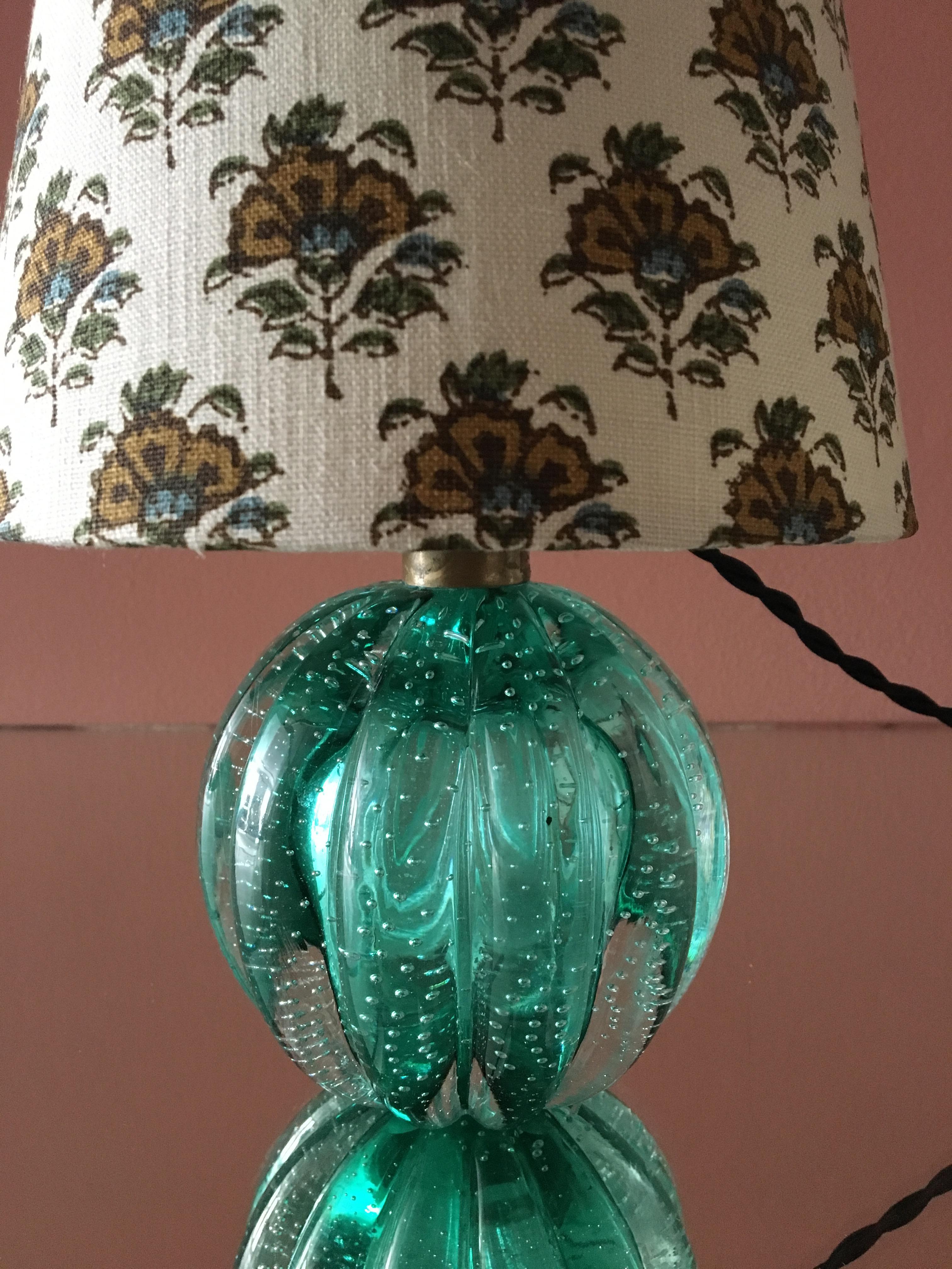 Mid-20th Century Murano Table Lamp in Emerald Green Glass, Italy, 1950s