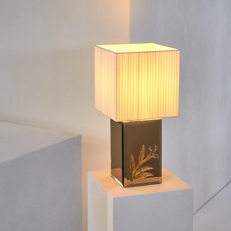 Murano Table Lamp in Mirror and Art Glass 1970s For Sale at 1stDibs