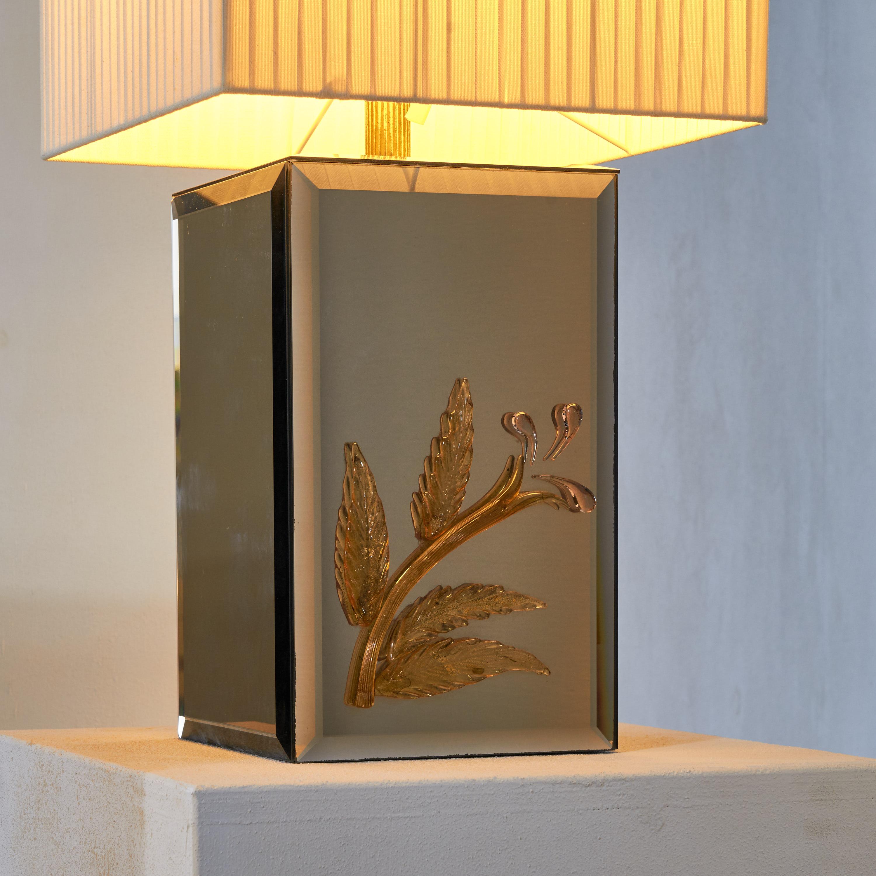 Murano Table Lamp in Mirror & Art Glass 1970s For Sale 1