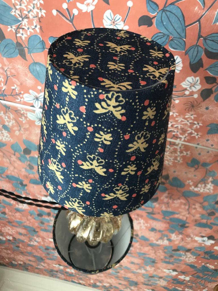 Murano-Tischlampe aus blassem Bernsteinglas mit gemustertem Lampenschirm:: Italien:: 1950er Jahre (Italienisch)