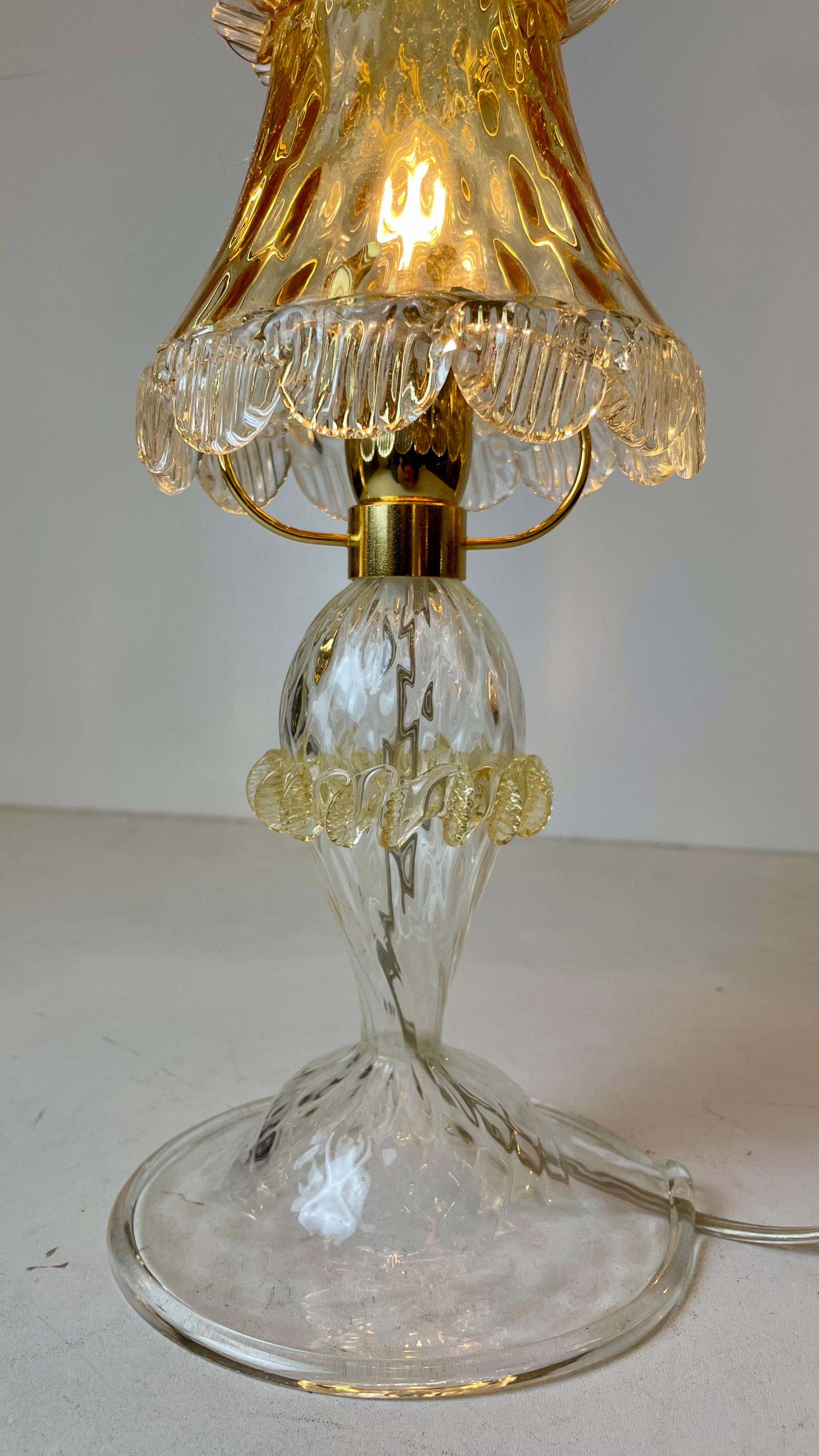 Late 20th Century Murano Table Lamp in the style of Barovier & Toso, 1980s For Sale