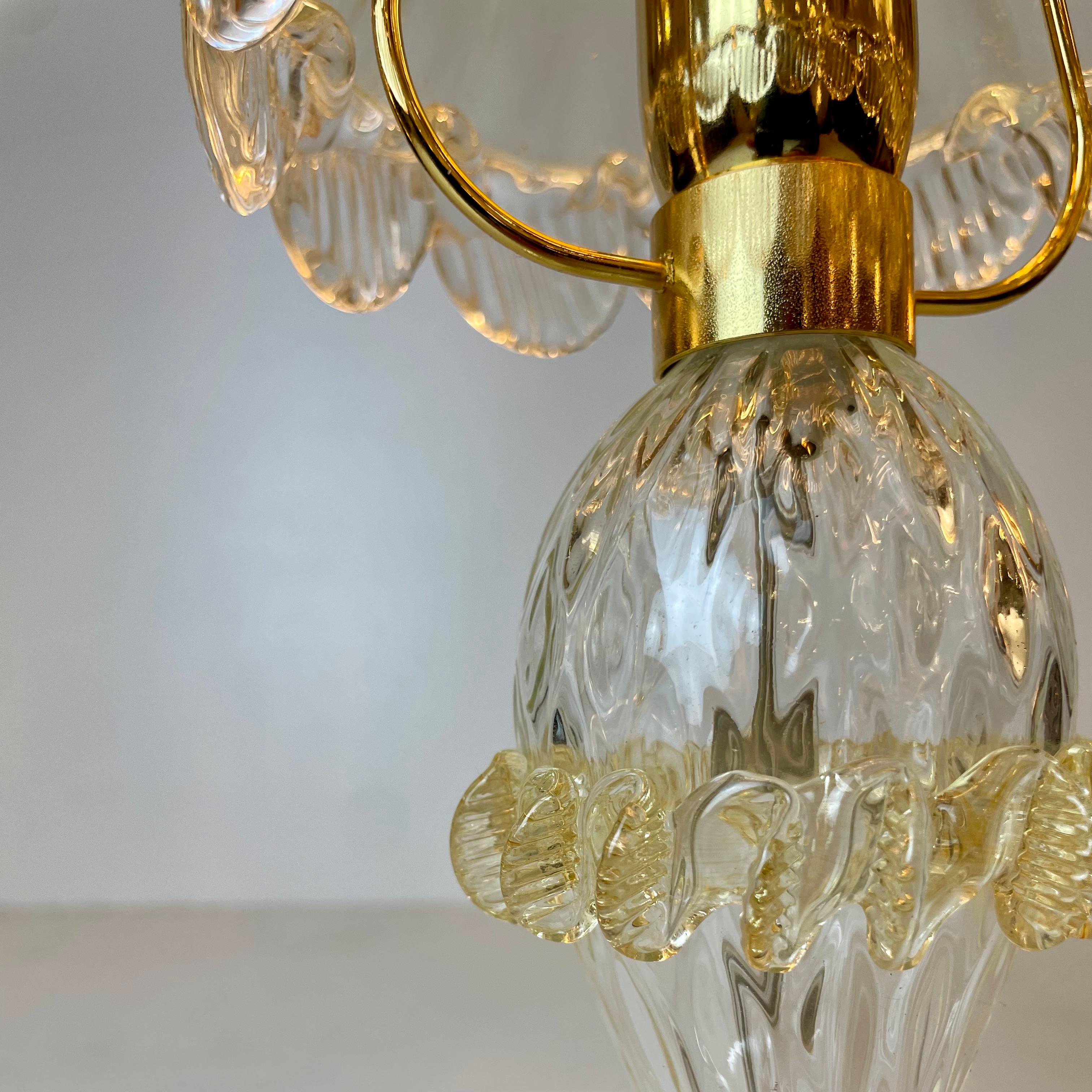 Metal Murano Table Lamp in the style of Barovier & Toso, 1980s For Sale