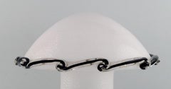 Murano Table Lamp in White Mouth Blown Art Glass with Black Edge, 1960s