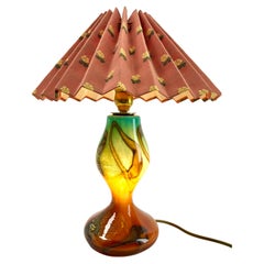 Lampe de bureau de Murano en verre soufflé coloré et détails dorés