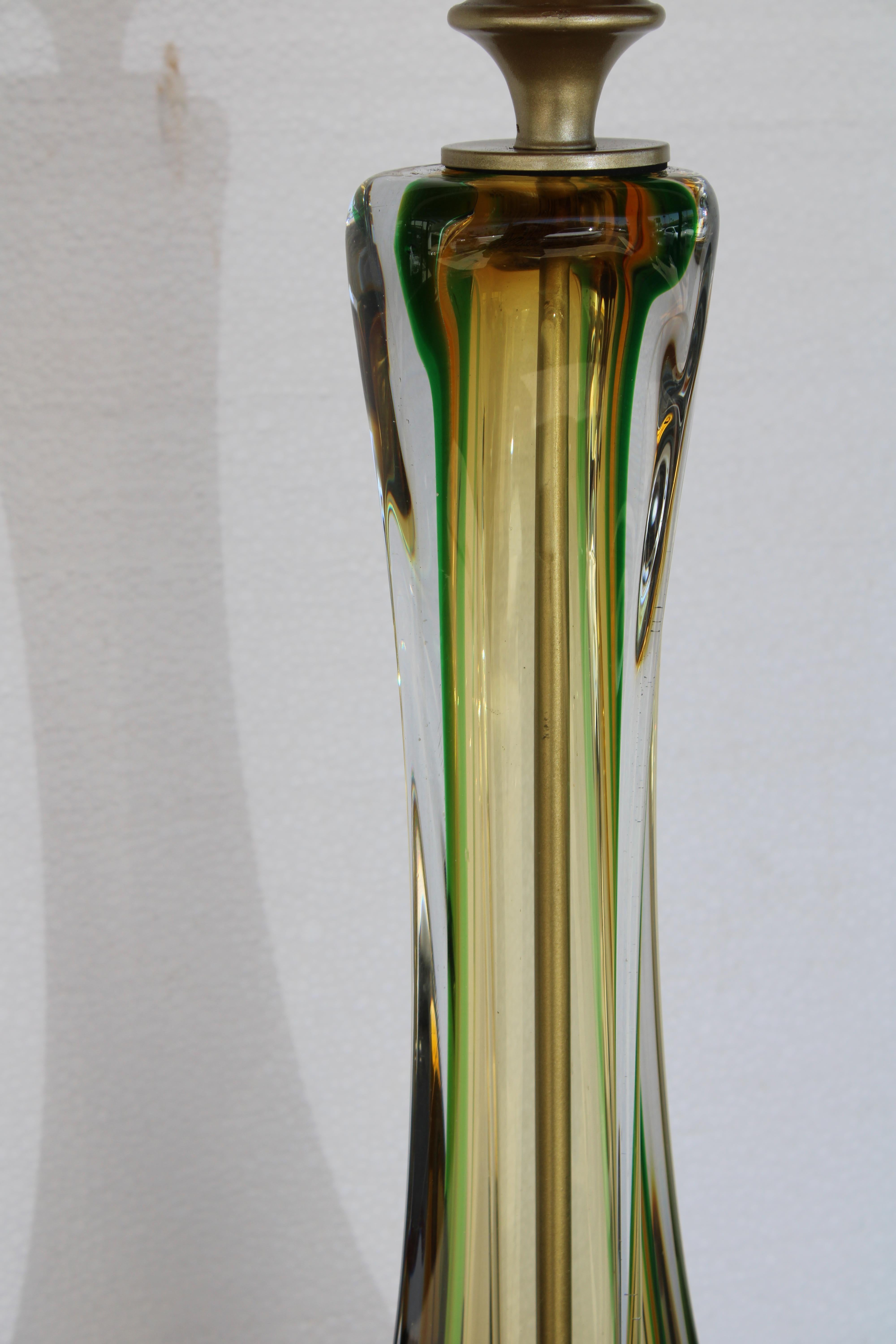 Murano-Tischlampe aus Muranoglas mit orangefarbenem, gelbem und grünem Glas (Italienisch) im Angebot