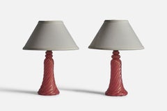 Murano, Table Lamps, Glass, Brass, Italy, 1940s
