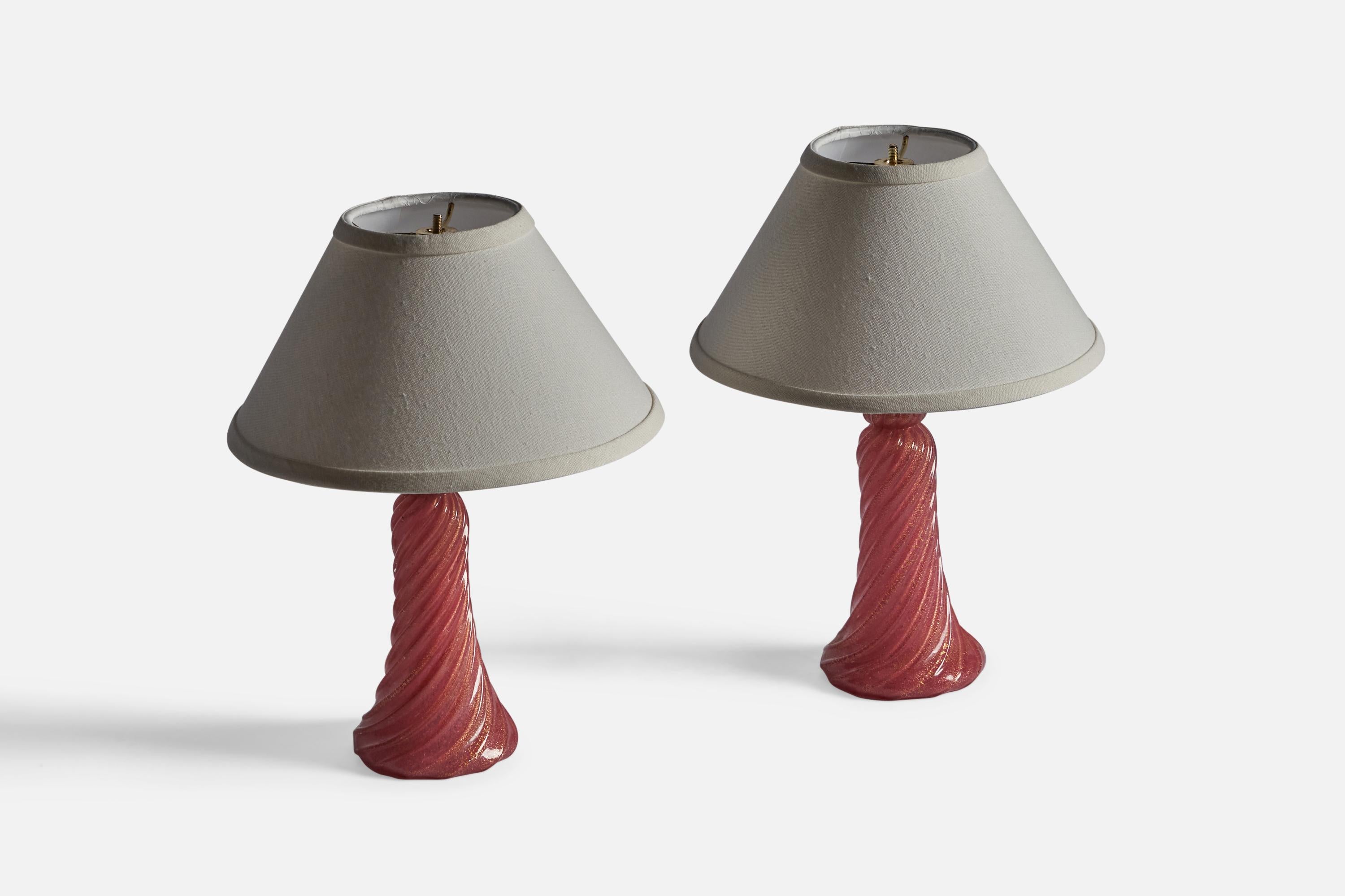 Modern Murano, Table Lamps, Glass, Brass, Italy, 1940s For Sale