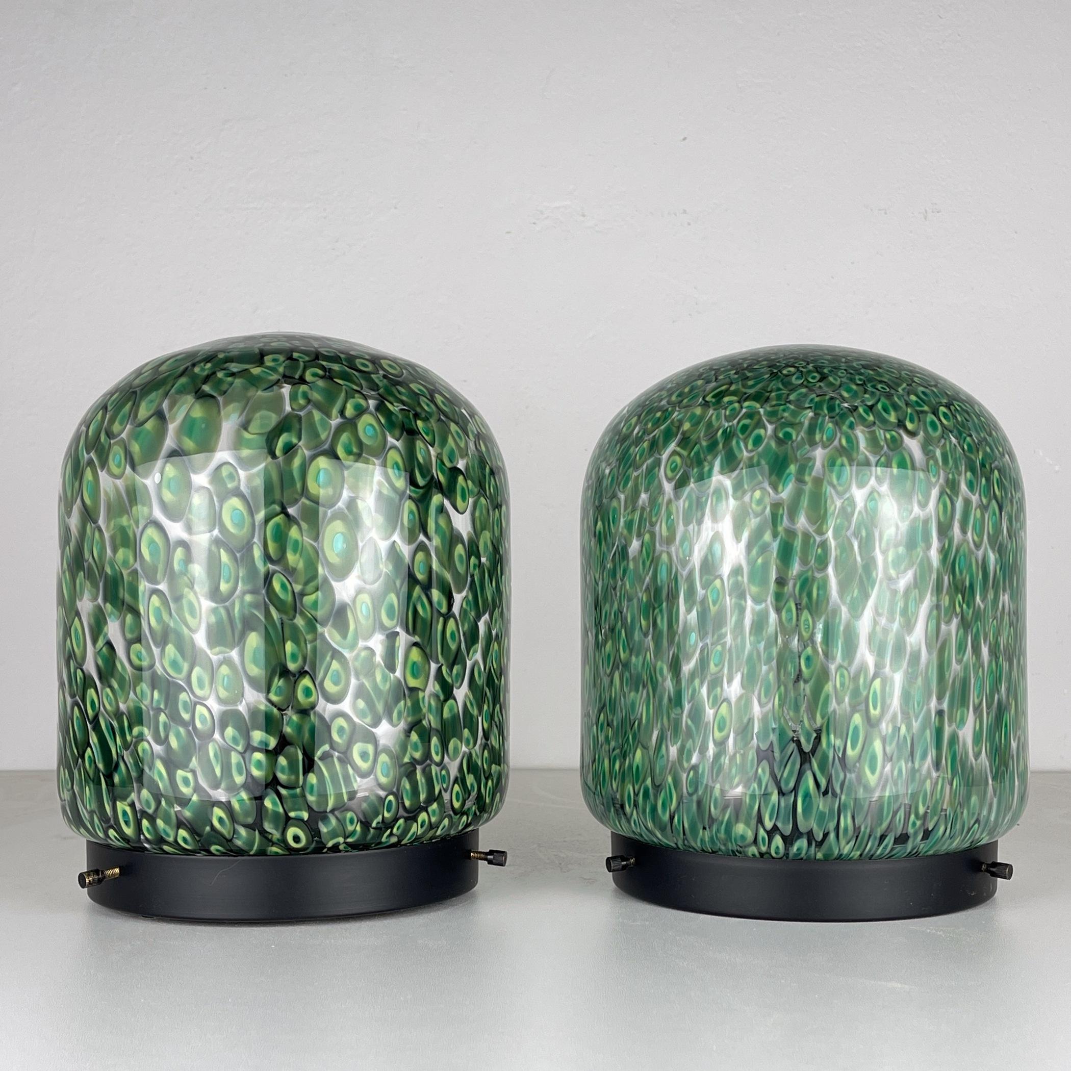 Mid-Century Modern Lampes de table Murano Neverrino par Gae Aulenti pour Vistosi Italie 1970 Lot de 2 en vente