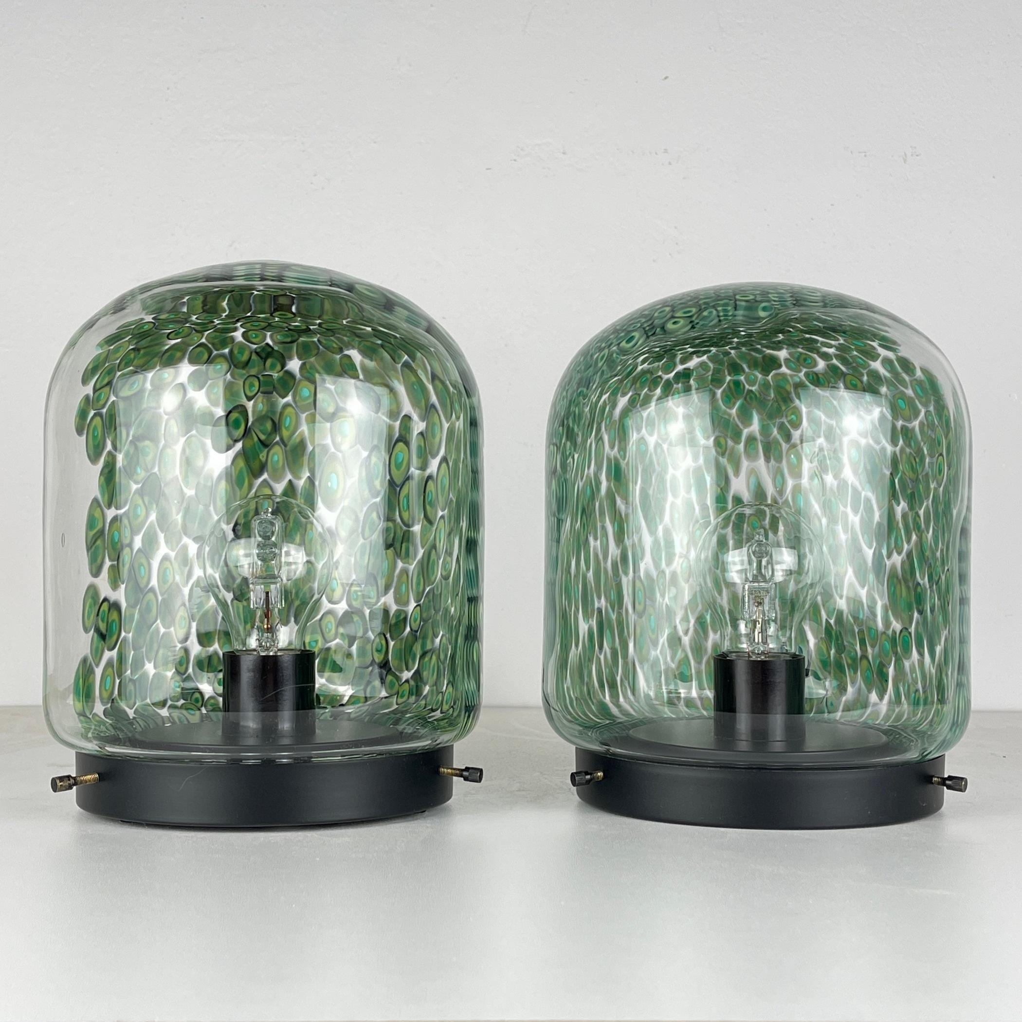 Italian Murano table lamps Neverrino by Gae Aulenti for Vistosi Italy 1970s Set of 2 For Sale