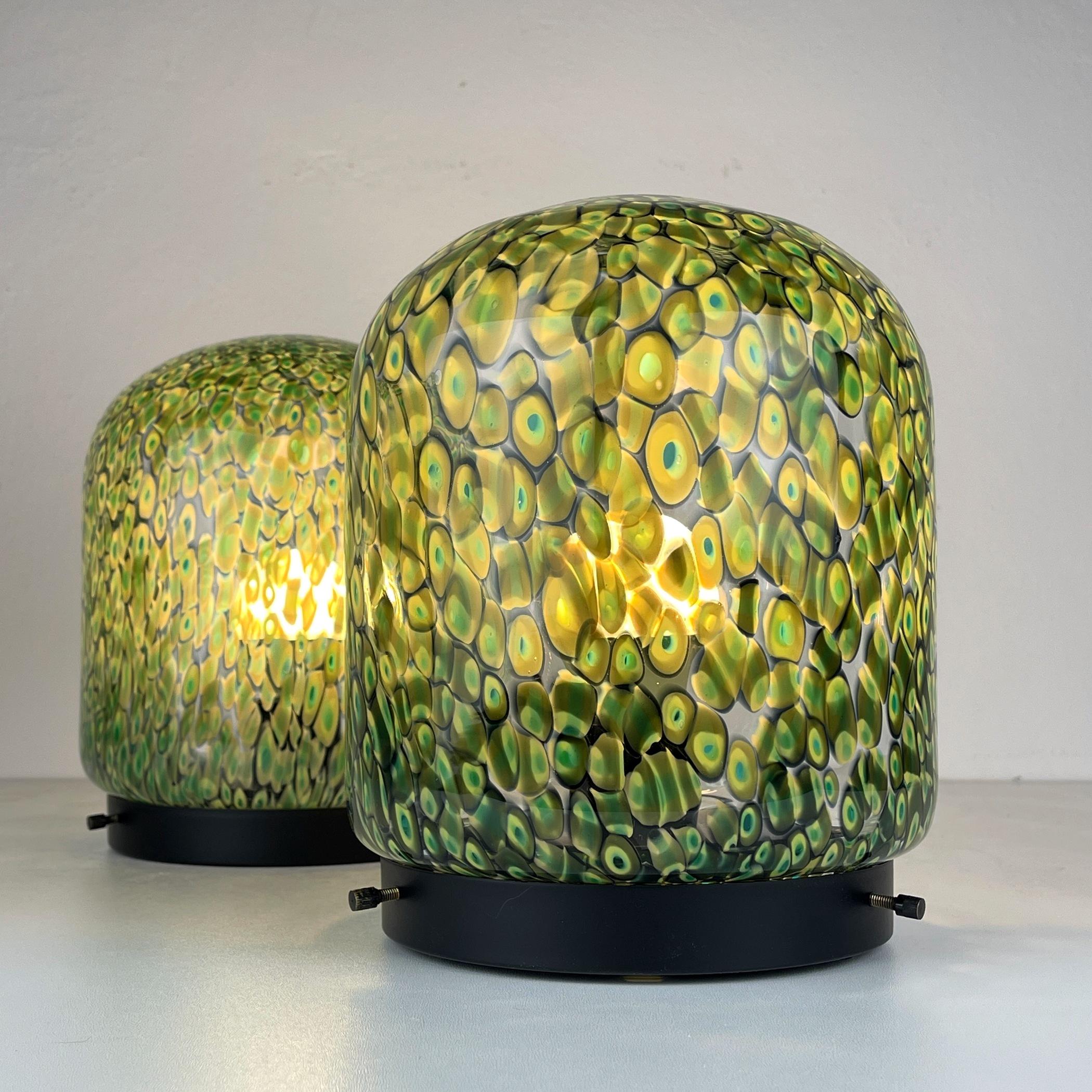 Murano Glass Murano table lamps Neverrino by Gae Aulenti for Vistosi Italy 1970s Set of 2 For Sale
