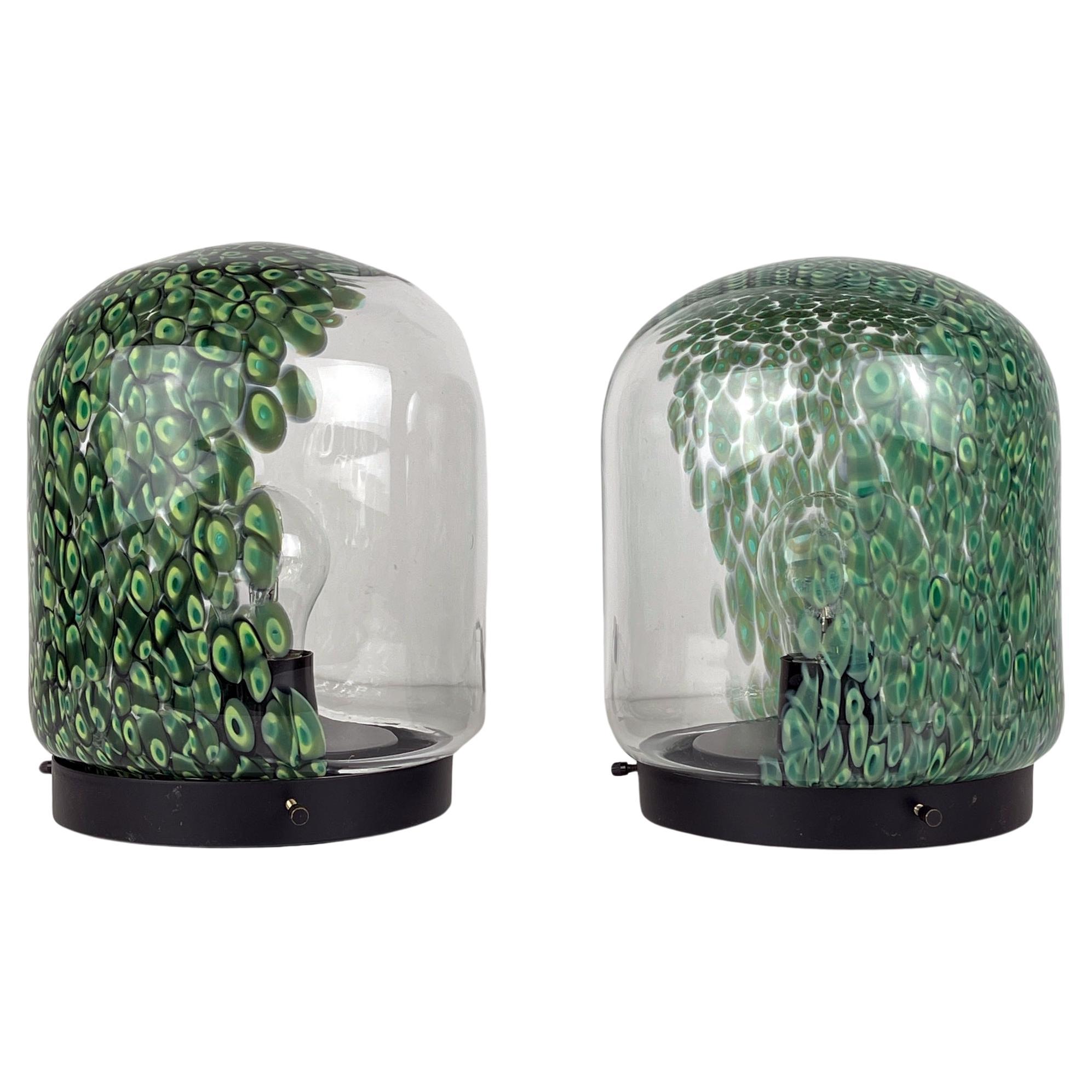 Murano table lamps Neverrino by Gae Aulenti for Vistosi Italy 1970s Set of 2 For Sale