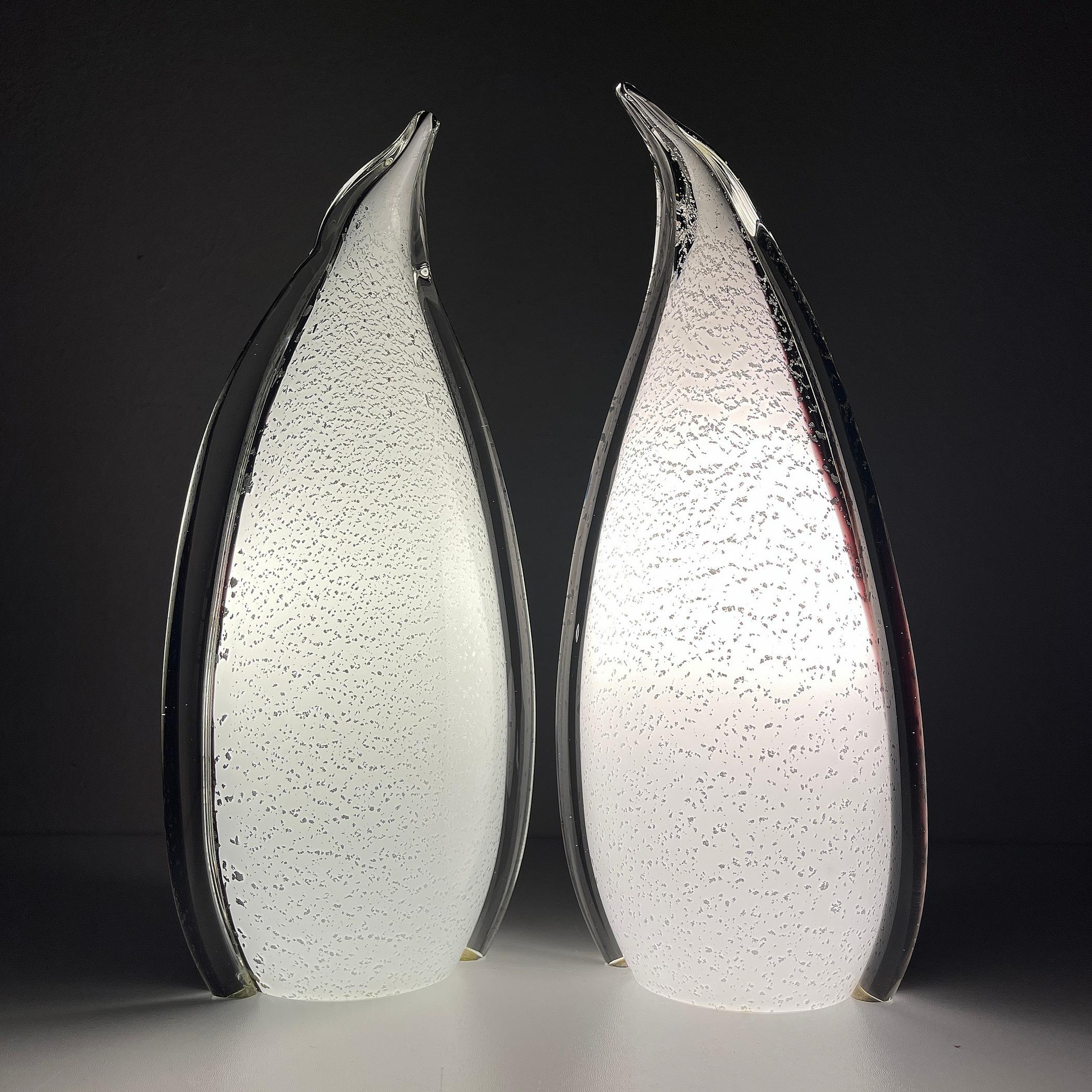 Murano Table Lamps Penguin Italy 1980s Set of 2 For Sale 5
