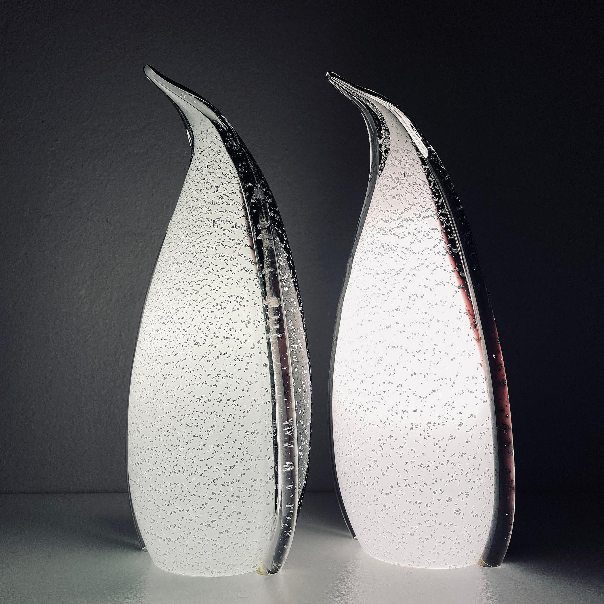 Set aus 2 Murano-Tischlampen, Penguin, Italien, 1980er Jahre  (20. Jahrhundert)