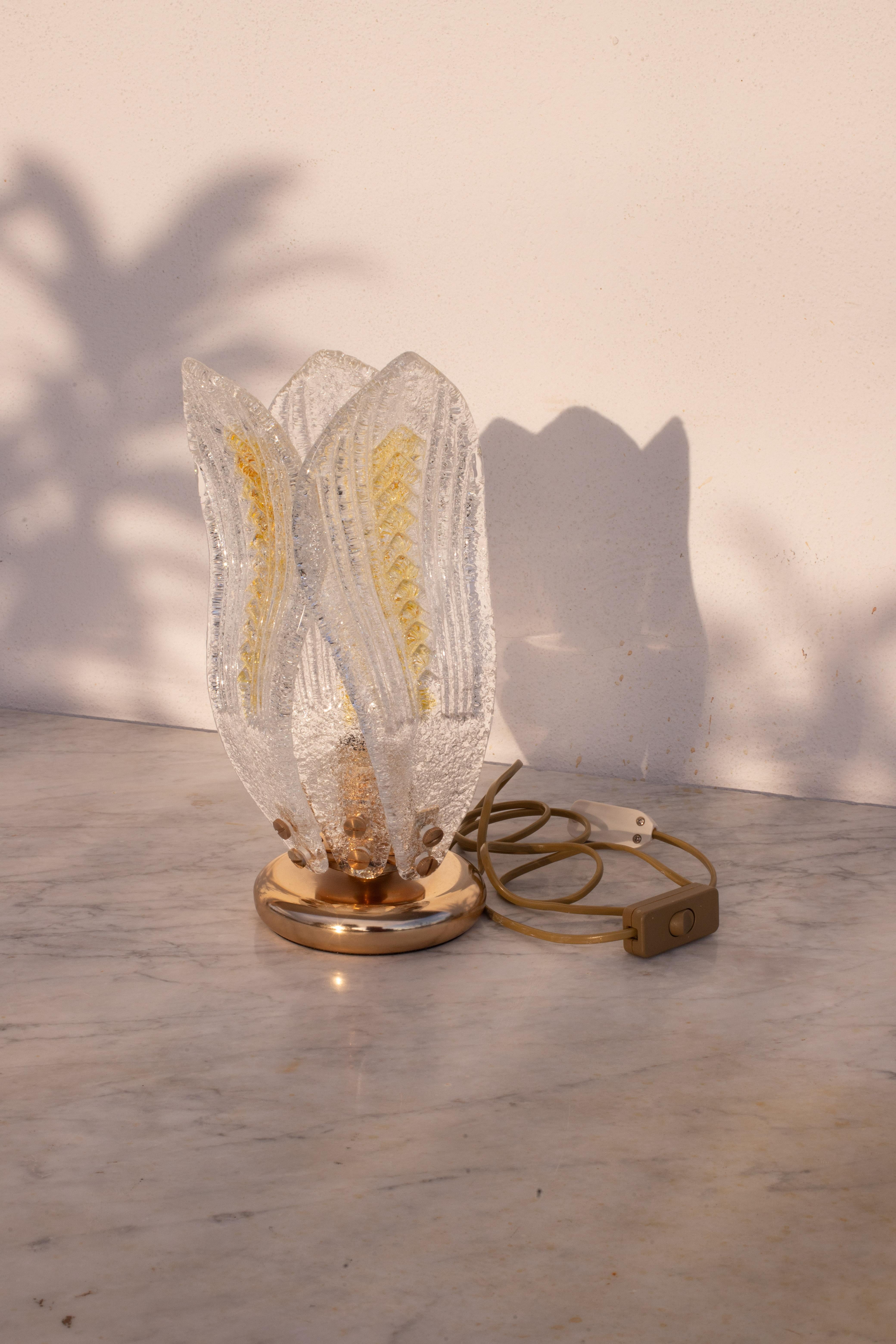 Lampes de table de Murano jaune et transparente, 1980 en vente 2
