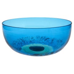 Murano Tapio Wirkkala Art Glass bowl "Inari" turquoise yellow handblown Venini