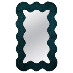 Murano Teal Farbe Kunstglas und Messing Art Deco Mirror Wandkonsole, 2020