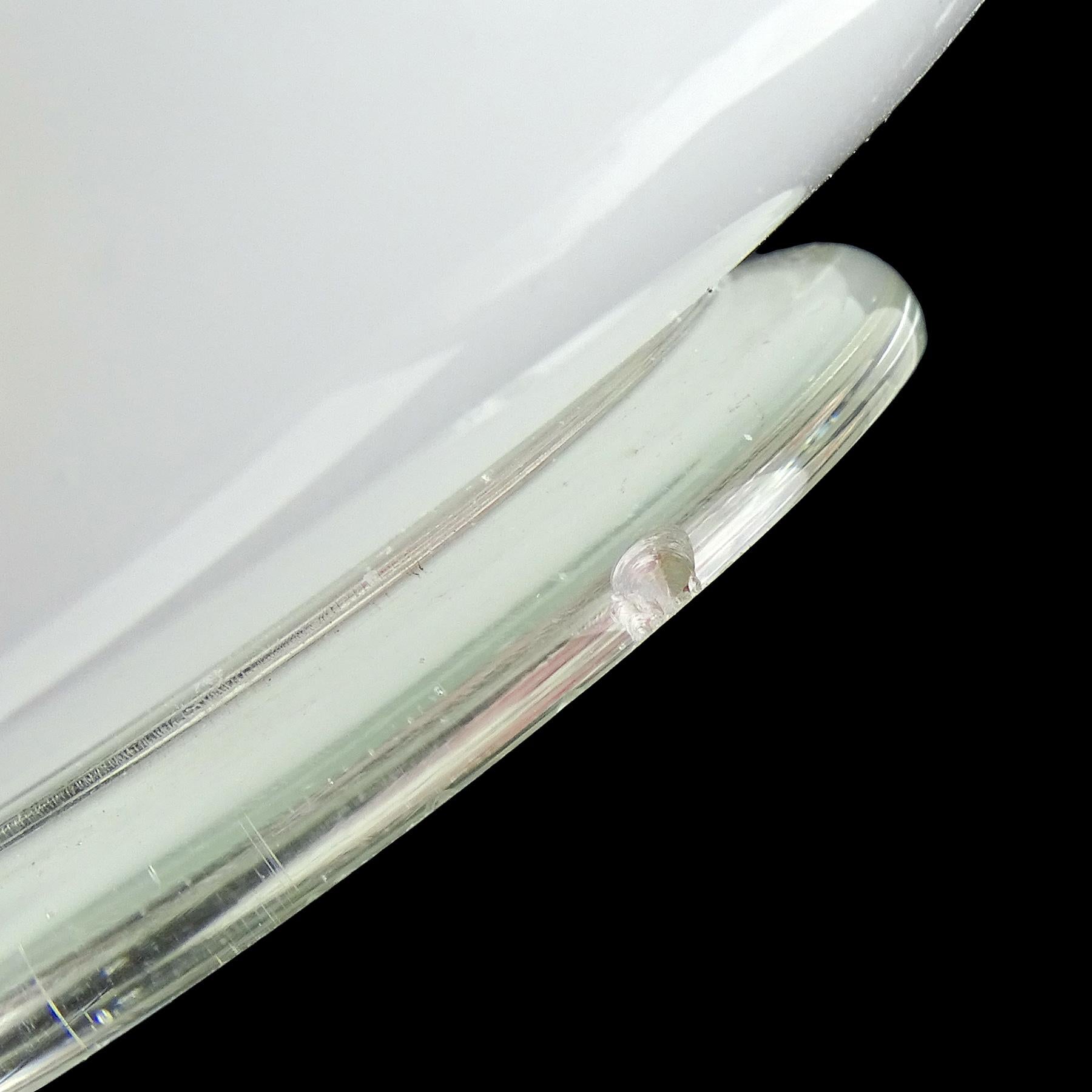 Italienische Schale mit gerafftem Rand aus Murano-Kunstglas in Teal mit Goldflecken und Blasenform und Griff im Angebot 2