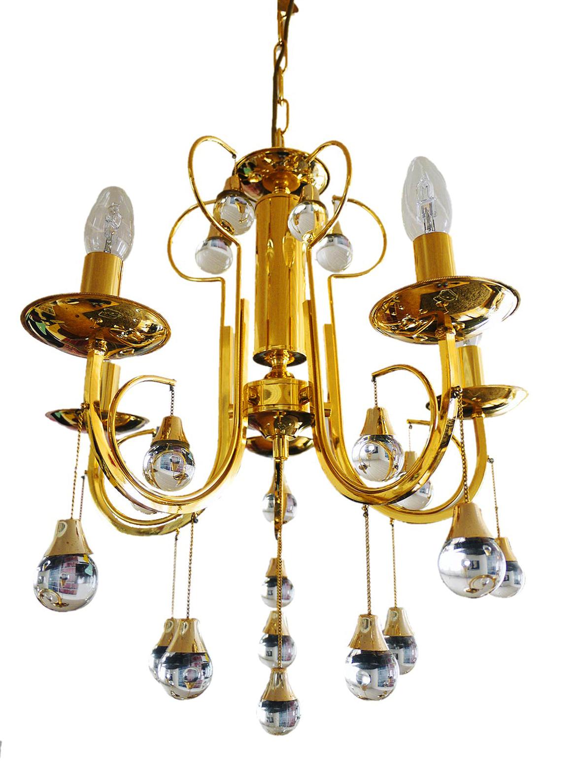 Lustre Murano en verre et laiton doré par Gaetano Sciolari, Italie, années 1960 en vente 1