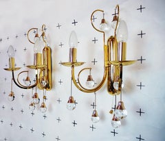 Murano Teardrop Wall Sconces Glass & Gilt Brass by Gaetano Sciolari, Set of 2