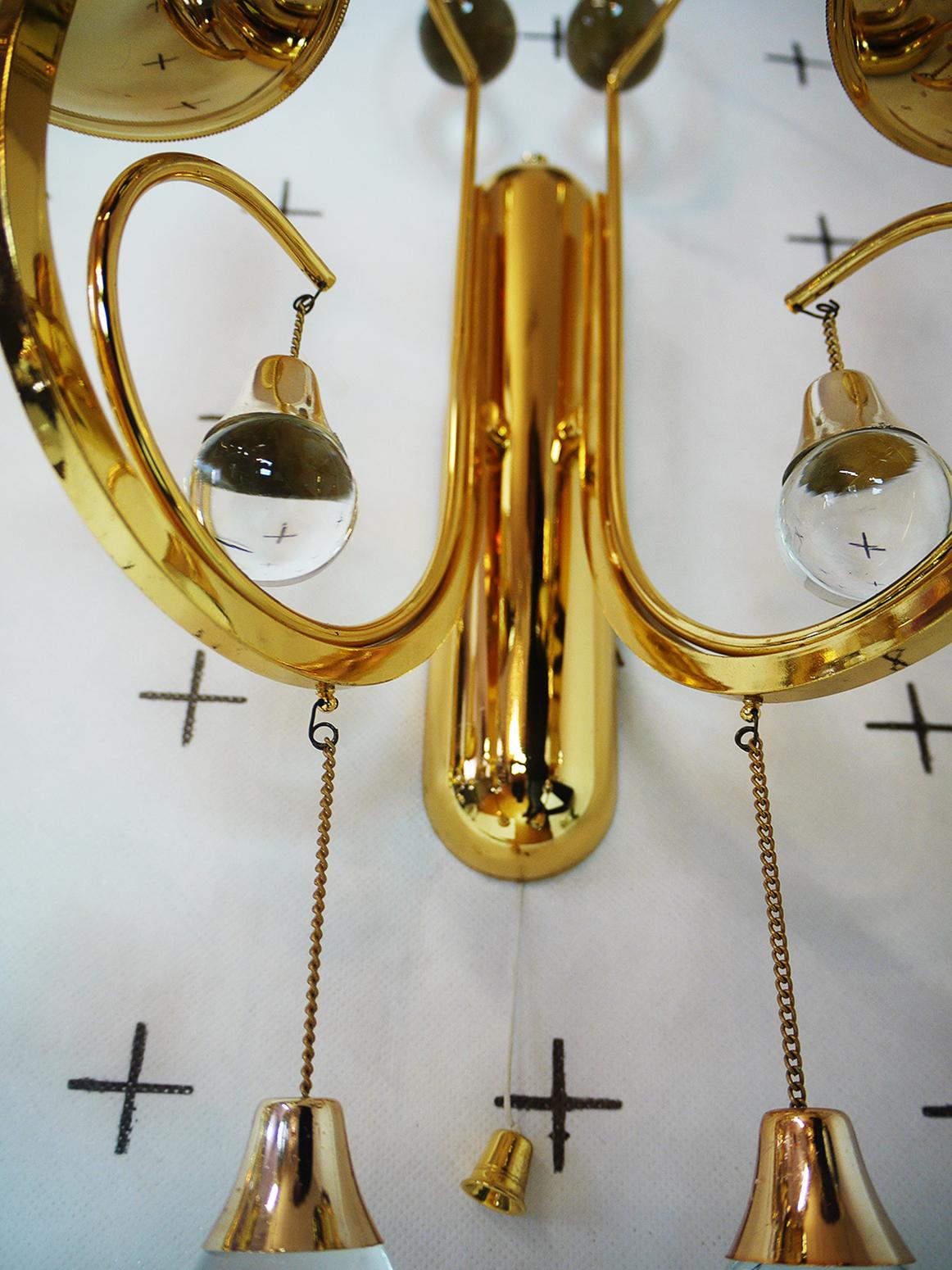Appliques murales Murano en verre et laiton doré par Gaetano Sciolari, ensemble de 2 Bon état - En vente à Niederdorfelden, Hessen