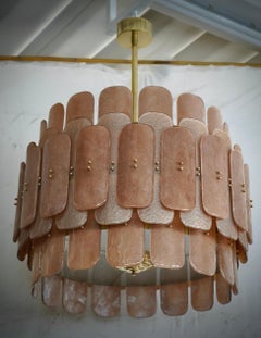 Murano Tobacco Art Glass and Brass Round MidCentury Chandelier and Pendant, 2020