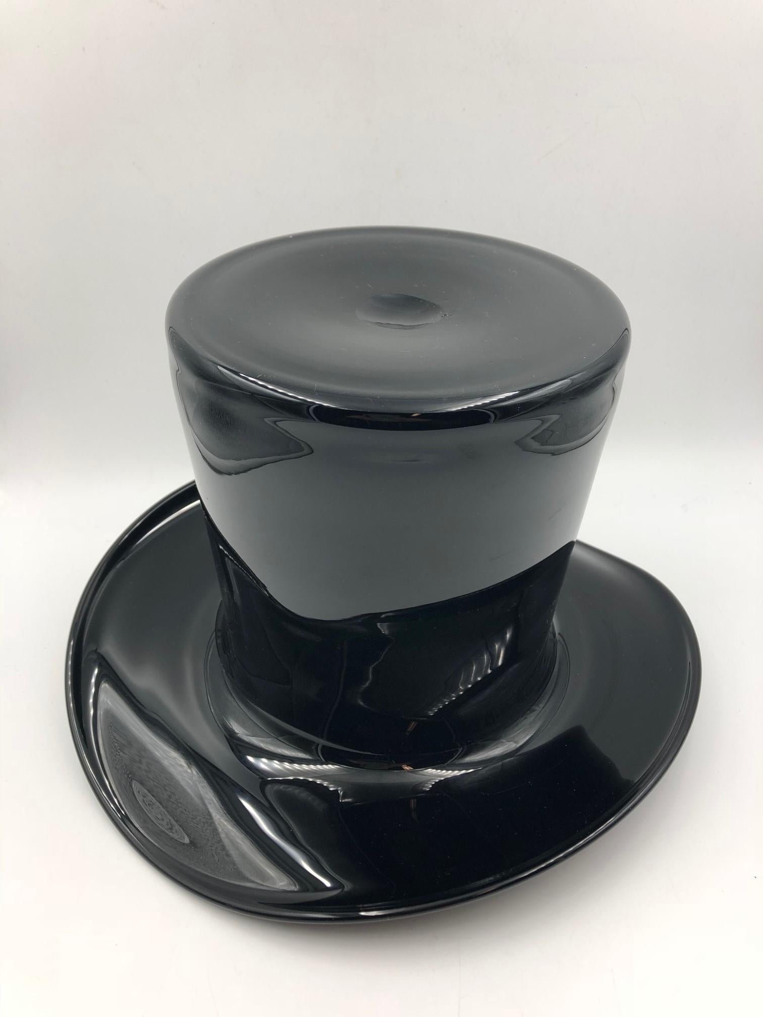 20th Century Murano Top Hat Wine Champagner Cooler Black Glass For Sale