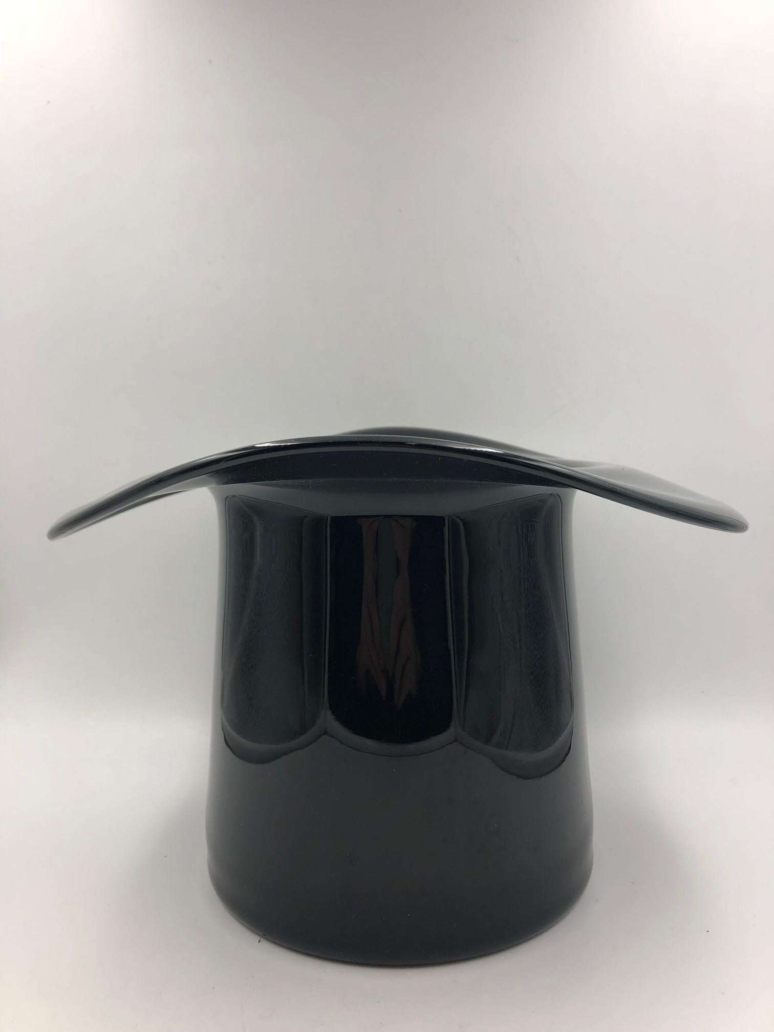 Murano Top Hat Wine Champagner Cooler Black Glass For Sale at 1stDibs