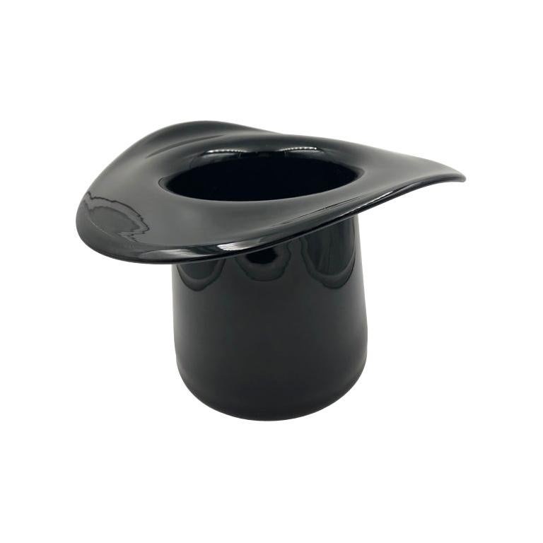 Murano Top Hat Wine Champagner Cooler Black Glass For Sale