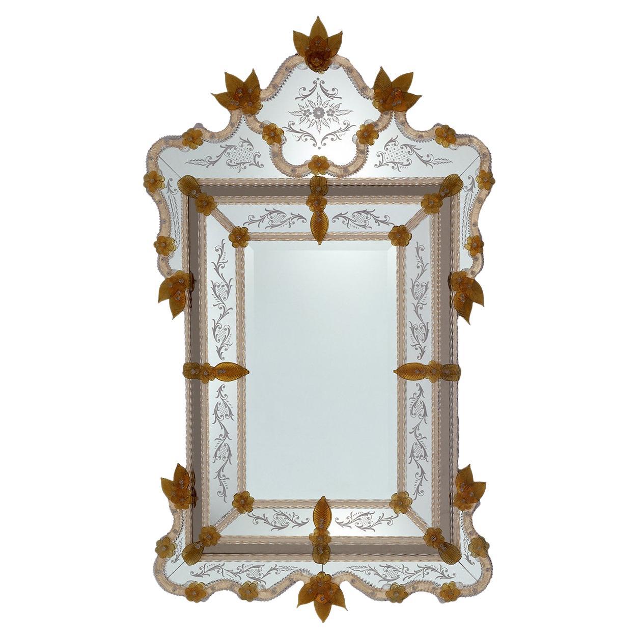 Murano Toronto Glass Wall Mirror by Fratelli Tosi For Sale