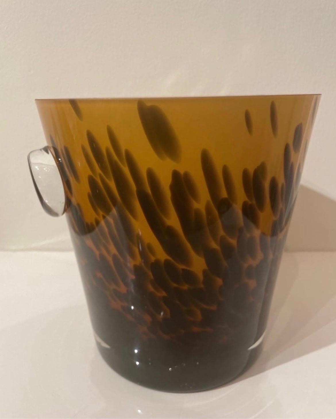 Murano Tortoise Pattern Ice Bucket / Wine Cooler In Good Condition In West Palm Beach, FL