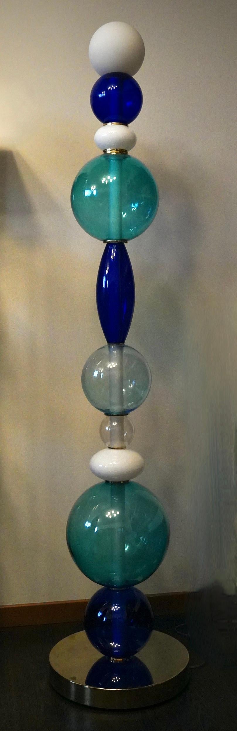 Ottone Lampada da terra in vetro di Murano Part One e ottone, 2020 in vendita