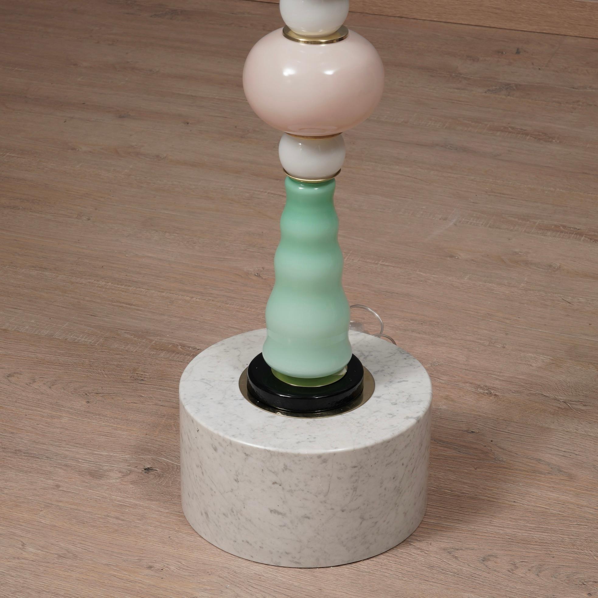 Mid-Century Modern Murano Totem Glass Parts and Brass Floor Lamp, 2022