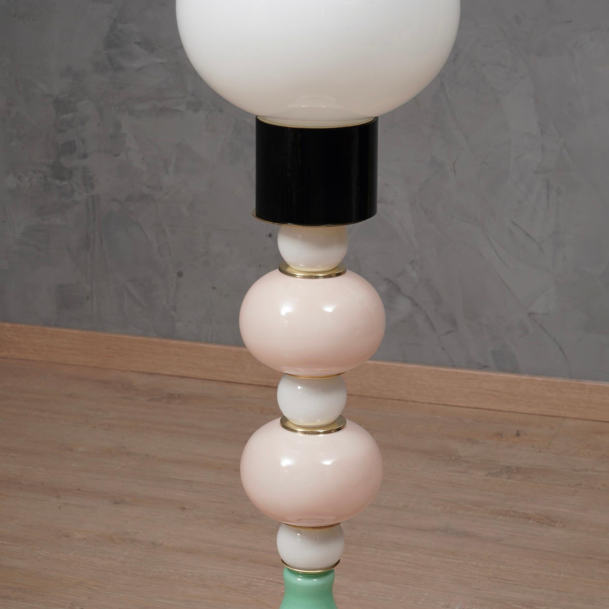 Italian Murano Totem Glass Parts and Brass Floor Lamp, 2022