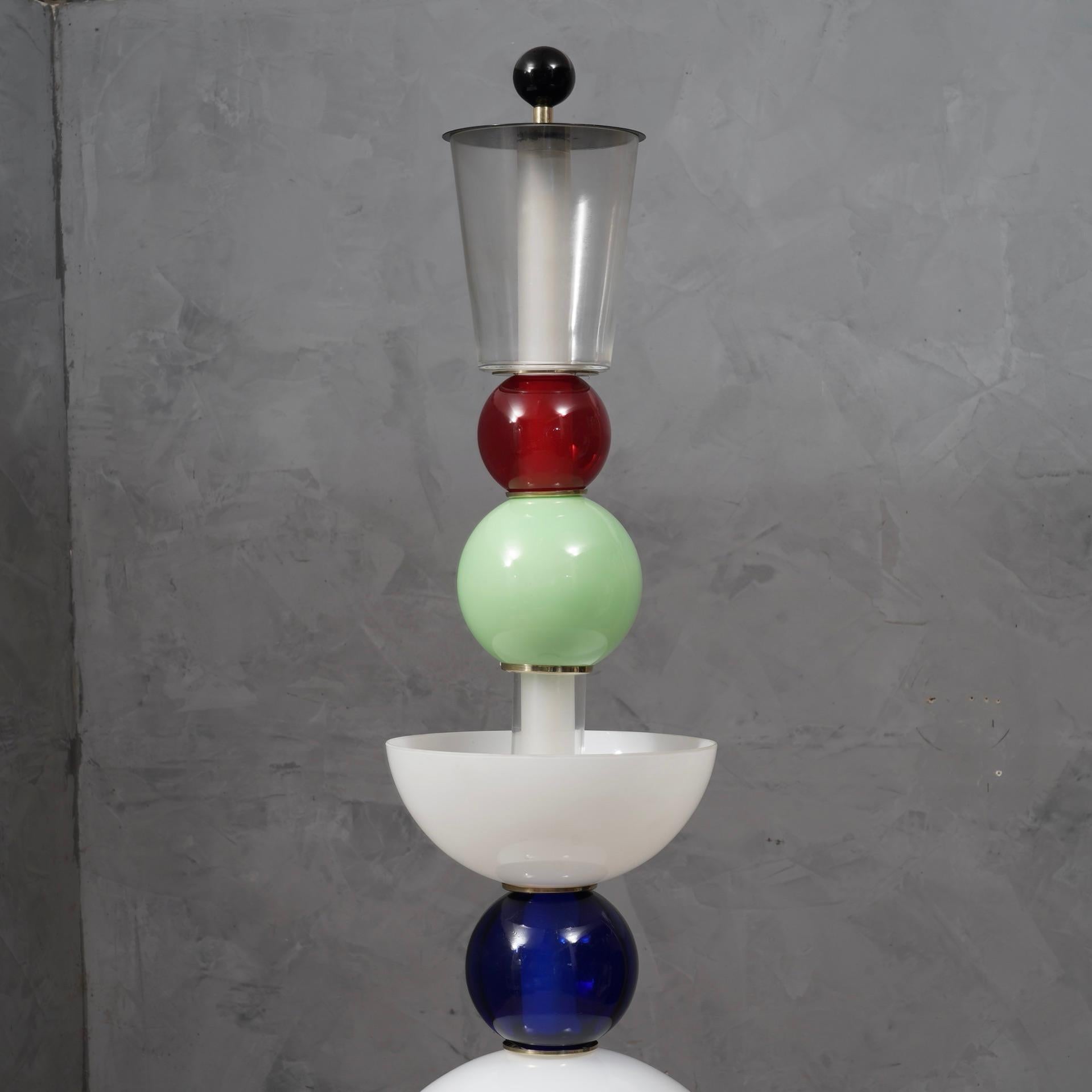 Contemporary Murano Totem Glass Parts and Brass Floor Lamp, 2022