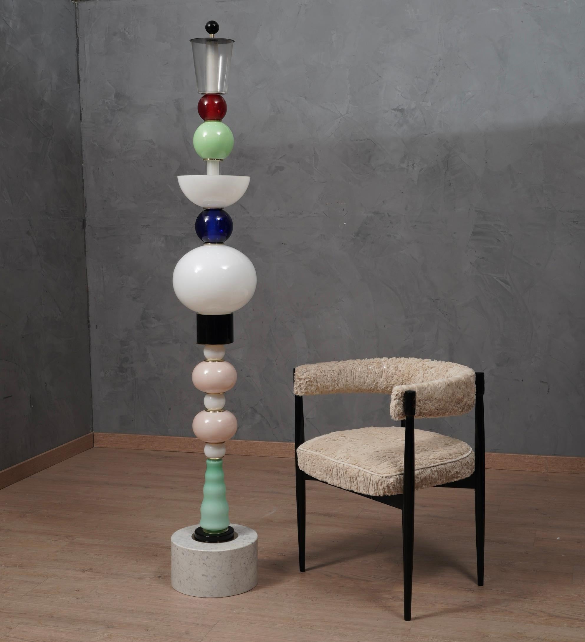 Murano Totem Glass Parts and Brass Floor Lamp, 2022 2