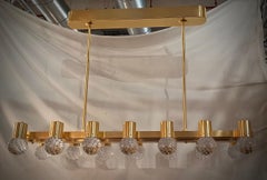 Murano Transparent Art Glass and Brass Chandelier and Pendants, 2020
