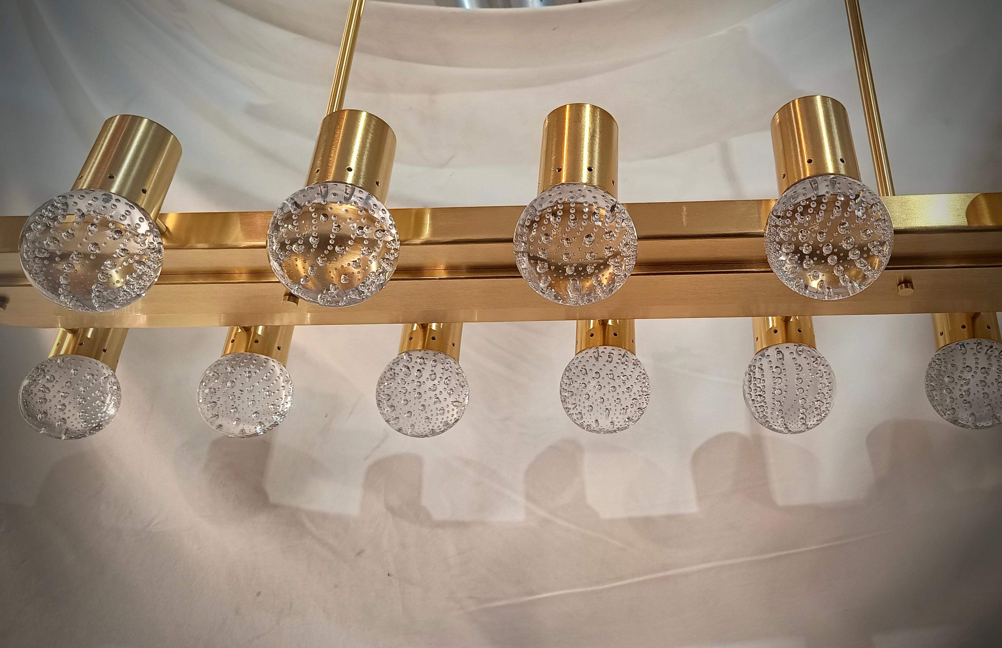 Murano Transparent Art Glass and Brass Chandelier and Pendants, 2020 For Sale 3
