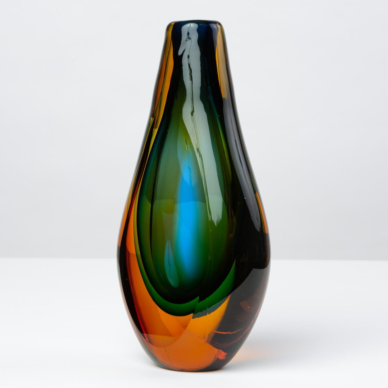 Mid-Century Modern Murano Triple Sommerso Glass Vase