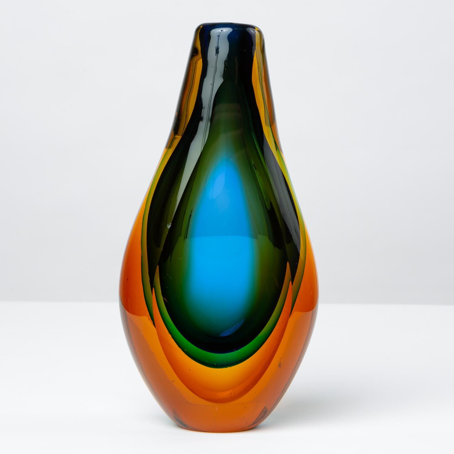 Murano Triple Sommerso Glass Vase In Good Condition In Los Angeles, CA