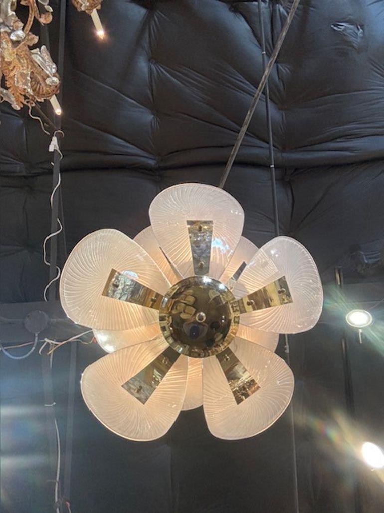 Brass Murano Tulip Chandelier For Sale
