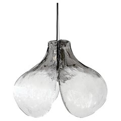 Murano Tulip ice glass pendant lamp Design Carlo Nason by Mazzega Italy 1970s