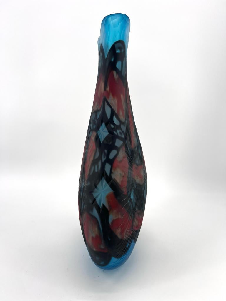 Hand-Crafted Murano Turquoise Elegance Afro Celotto's Handmade blown Murano Glass art Vase For Sale
