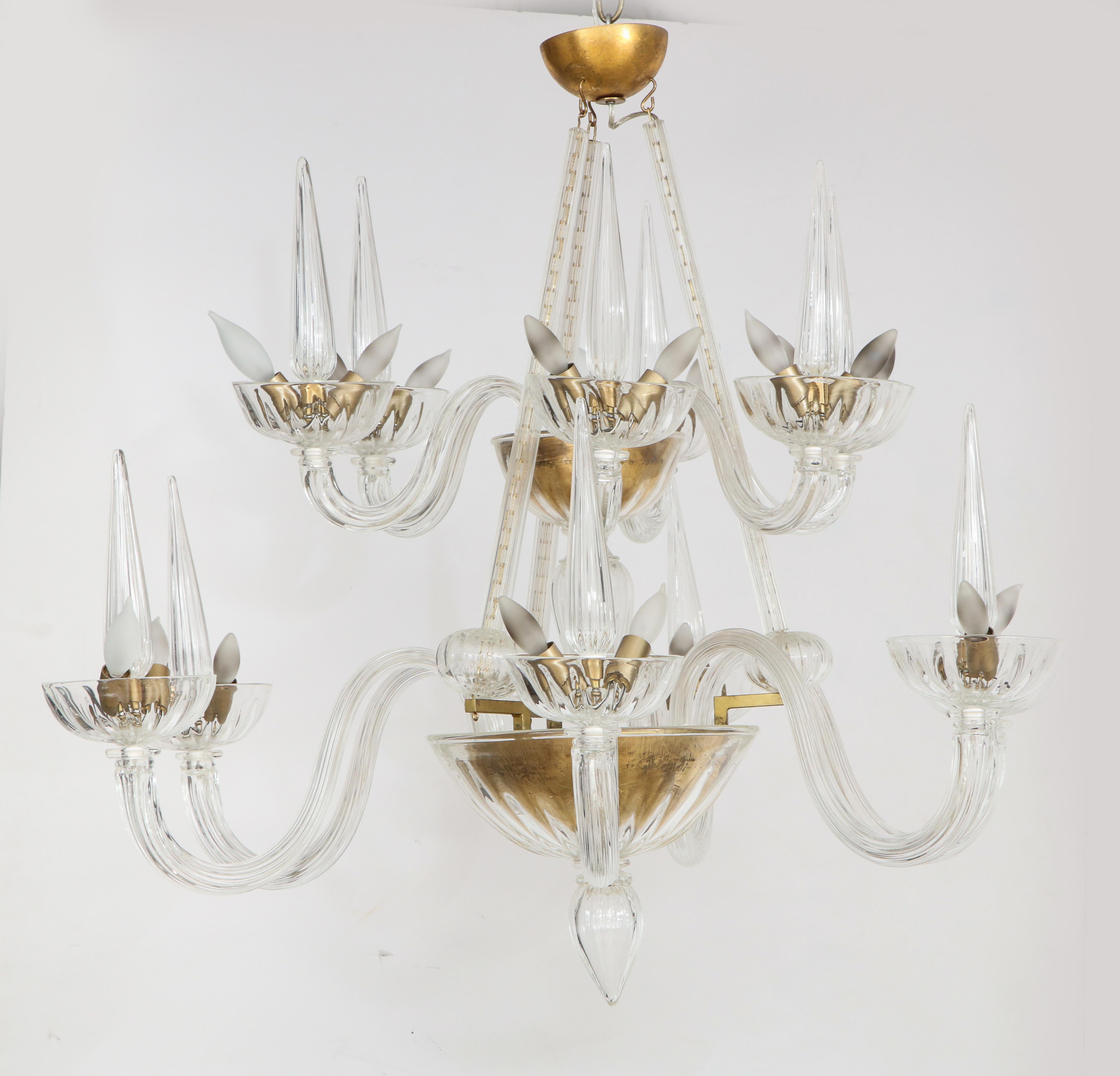 Late 20th Century Murano Twelve Arm Chandelier For Sale
